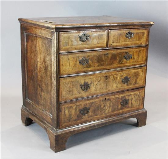 An early 18th century walnut chest, W.3ft 2in. D.2ft 1in. H.3ft 2in.